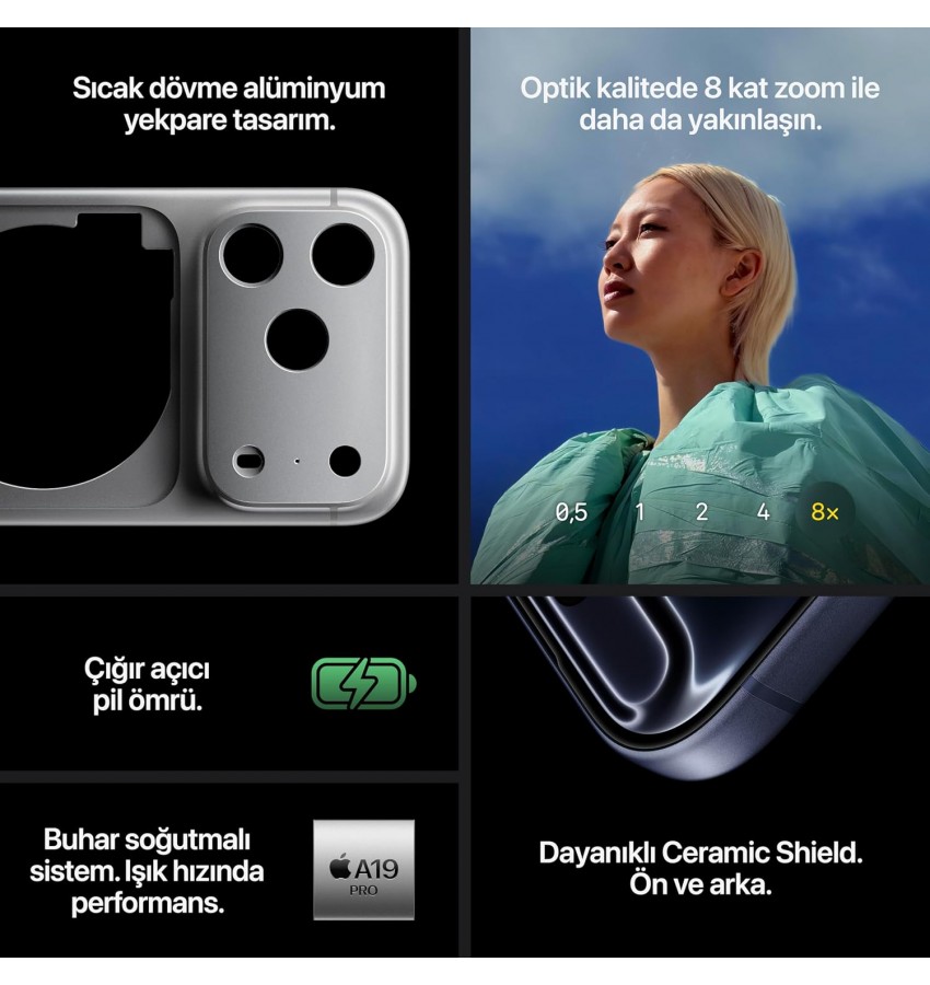 Apple İphone 17 pro max 256GB Gümüş 2yıl Distribütör Garantili
